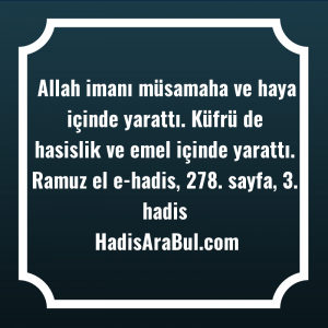   Allah imanı müsamaha ve haya ... ile başlayan hadis