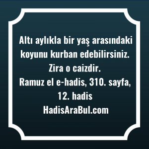   Altı aylıkla bir yaş arasındaki ... hadisi şerifi