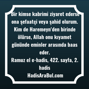   Bir kimse kabrimi ziyaret ederse ... hadisi şerifi