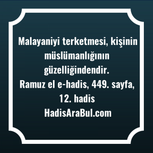   Malayaniyi terketmesi, kişinin müslümanlığının ... hadisi şerifi