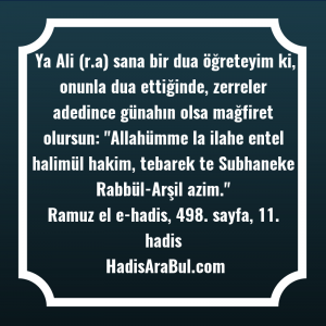   Ya Ali (r.a) sana bir ... hadisinin tamamı