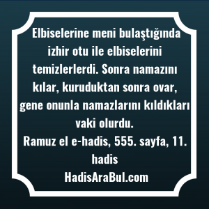   Elbiselerine meni bulaştığında izhir otu ... hadisinin tamamı