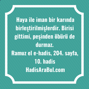   Haya ile iman bir karında ... hadisi şerifi