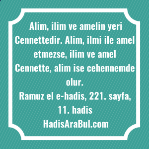   Alim, ilim ve amelin yeri ... hadisi